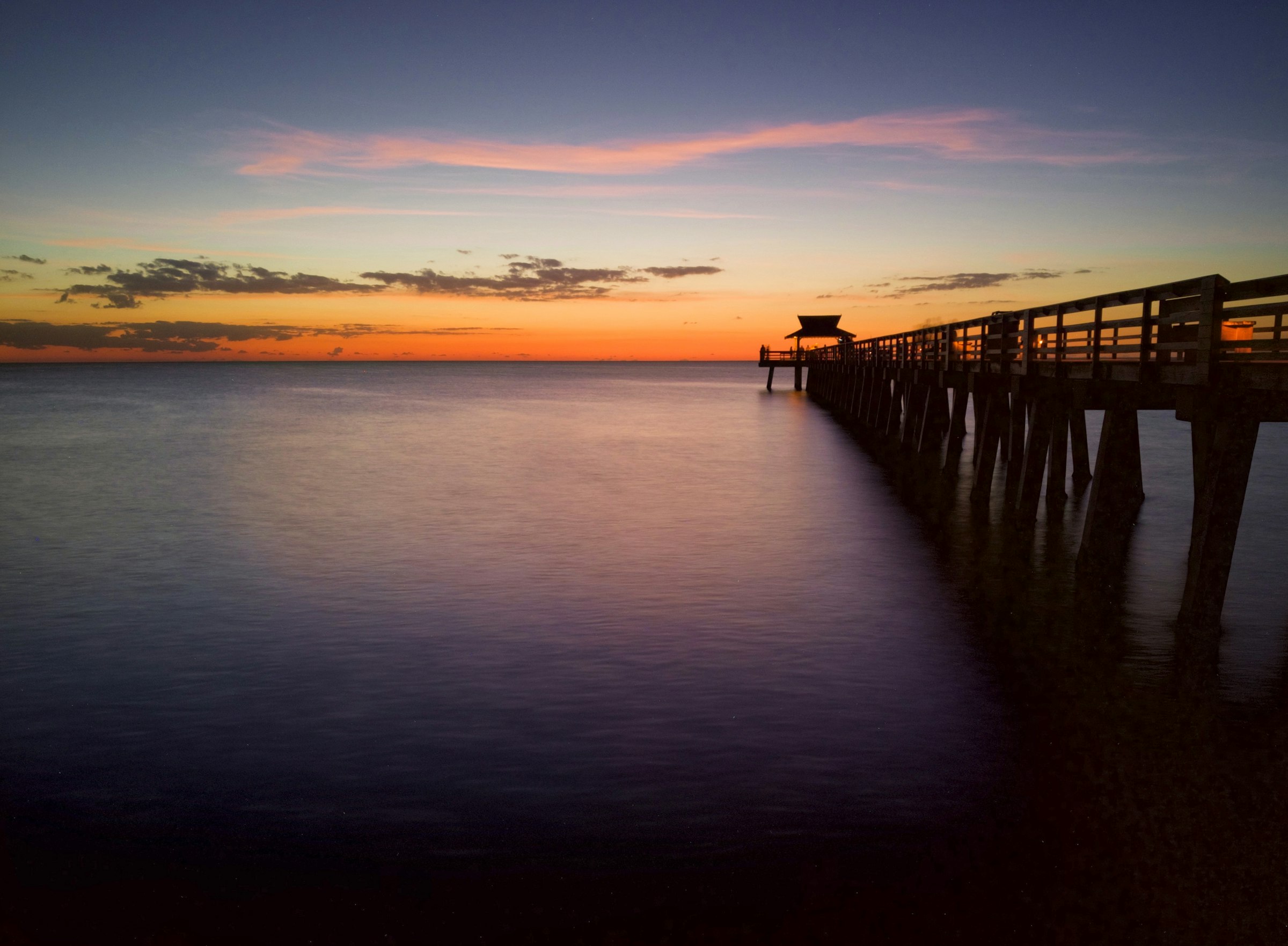 Naples Pier at sunset on the Gulf of Mexico, Southwest Florida